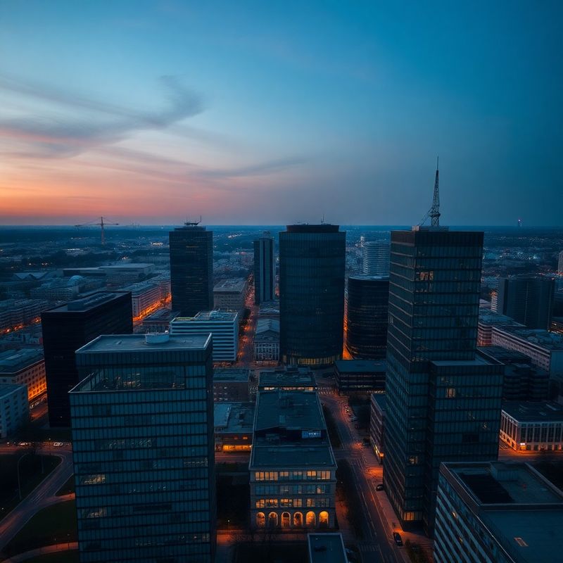 Skyline modern Craiova în lumina serii
