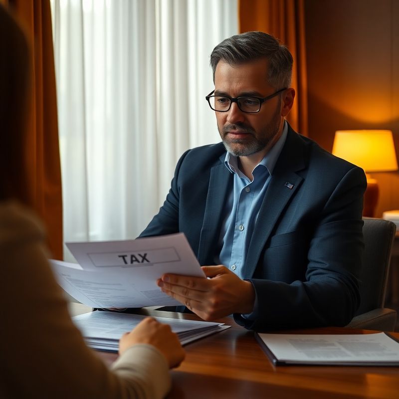 Consultant fiscal analizând documente cu un client